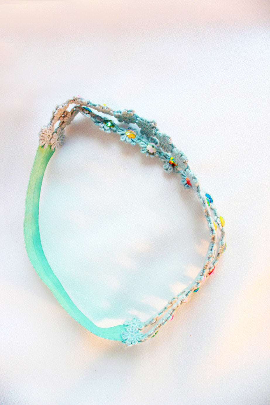 Choko Pearl Flower Detailing Headband - Light Blue