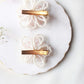 Choko Pair Of Crystal & Pearls Embellished Flower On Alligator Hair Clip - Off White & Pink