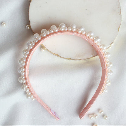 Choko Pearl Embellished Hairband for Girls | Elegant Party & Occasion Headband | Peach
