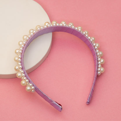 Choko Pearl Embellished Hairband for Girls | Elegant Party & Occasion Headband | purple