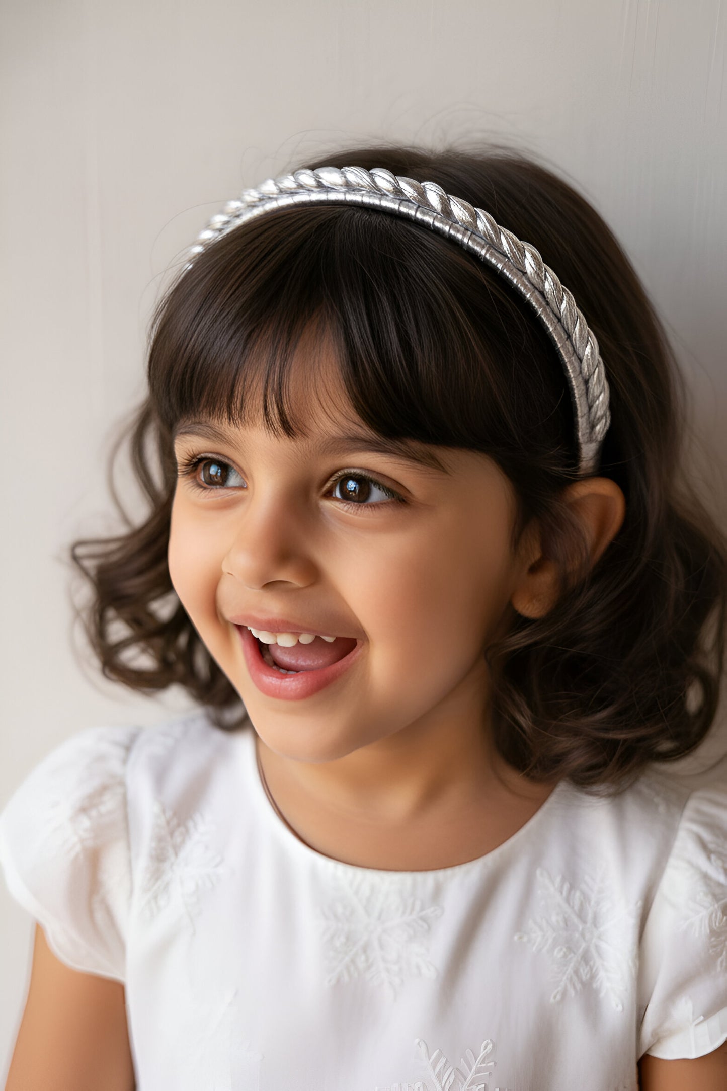 Choko Festive Braided Metallic Christmas Hairband & Sparkle for Girls - Silver kids hair accessory