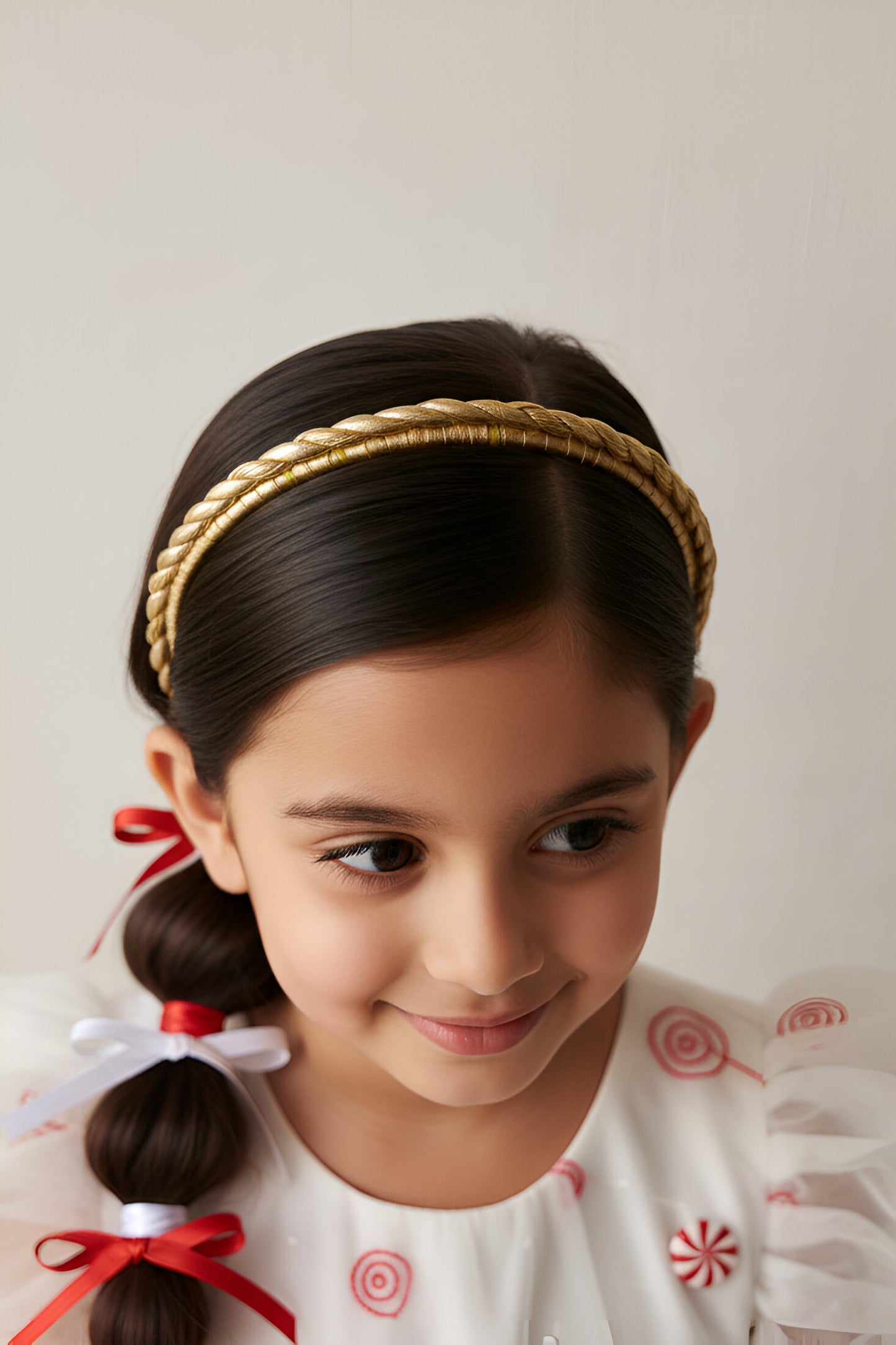 Choko Festive Braided Metallic Christmas Hairband & Sparkle for Girls - Gold kids hair accessory