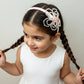 Choko Blue Floral Beaded Hairband with Pearls - Pink, Off White