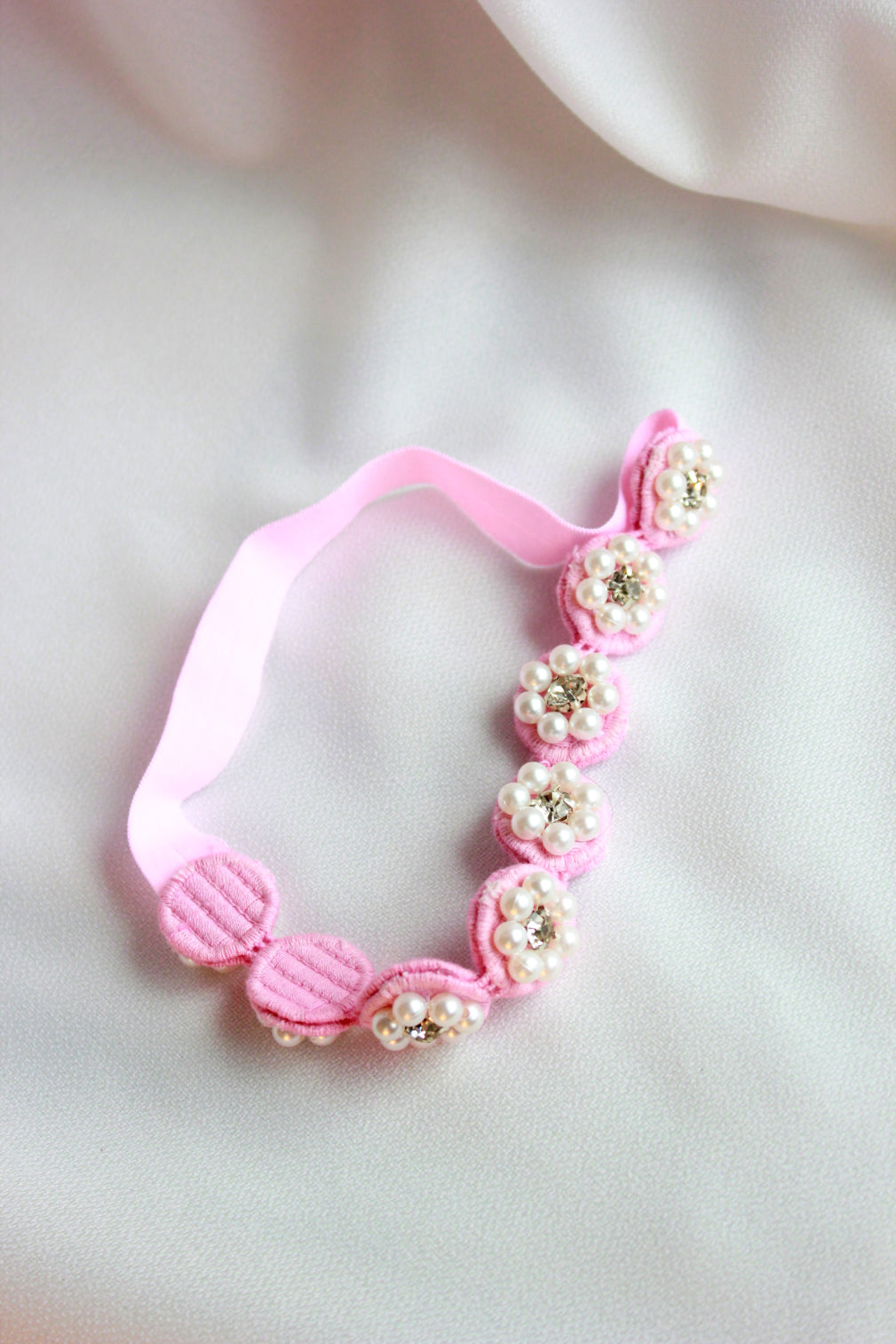 Choko Pearl Flower Detailing Headband - Pink