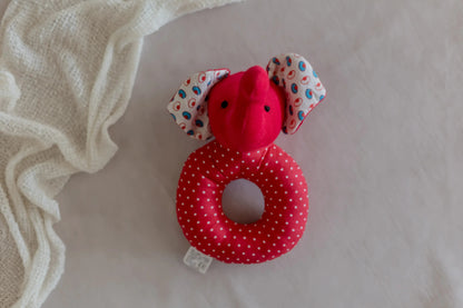 iLearnNGrow Elephant Face Shaped Rattle – Soft Sensory Rattle Toy