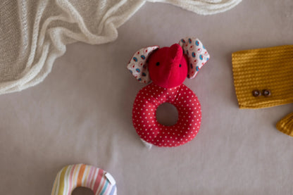 iLearnNGrow Elephant Face Shaped Rattle – Soft Sensory Rattle Toy