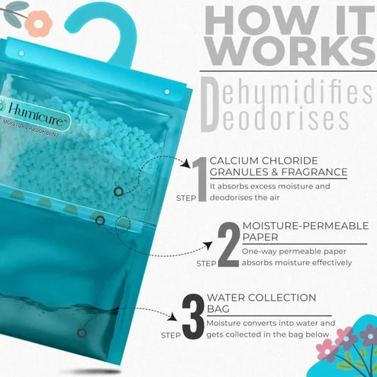 Humicure Moisture Absorber Hanging Bags - 400g / 1L Charcoal 2