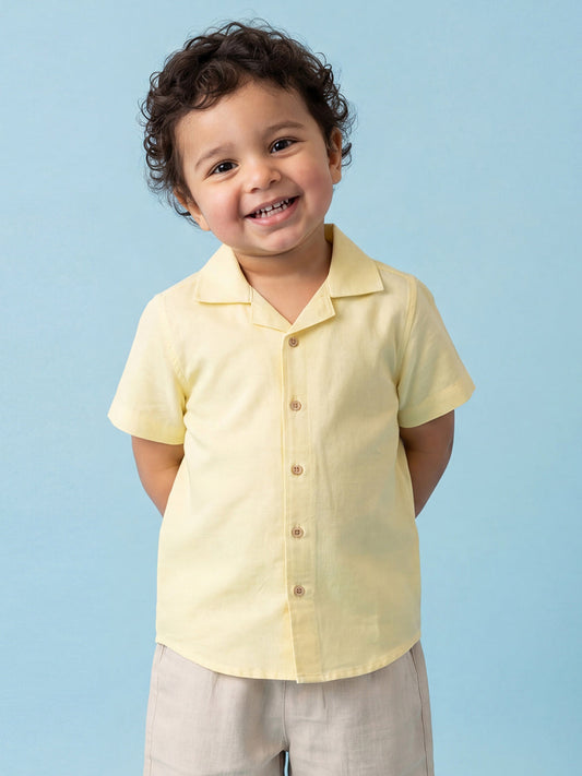 On Vacay Casual Resort Collared Shirt for Boys (Yellow)