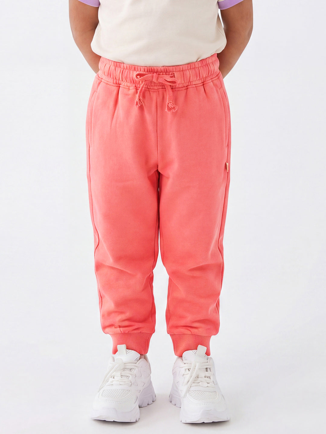 Pink Pop Cotton Joggers for Girls