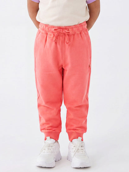 Pink Pop Cotton Joggers for Girls