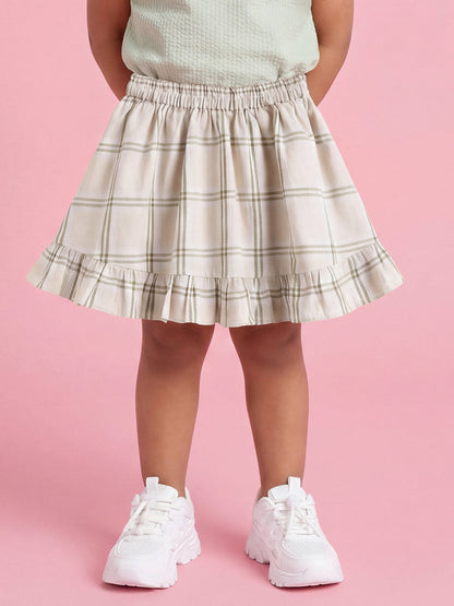 Twirl and Fun Flared Skirt (Green and Beige)