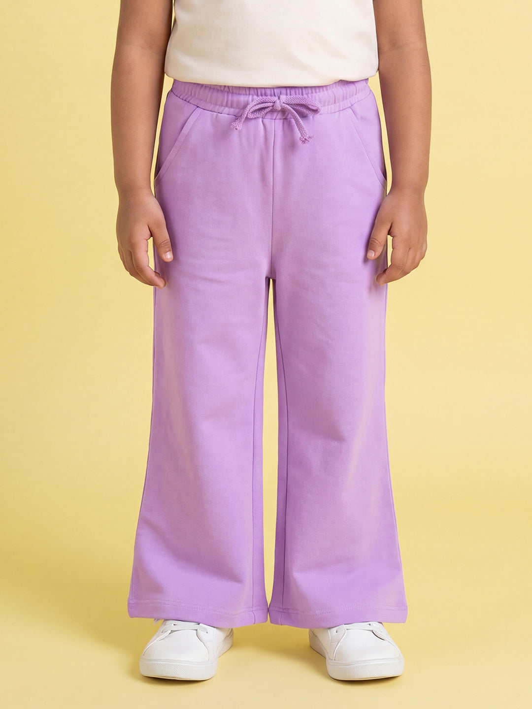 Purple Pop Cotton Flared Pants for Girls