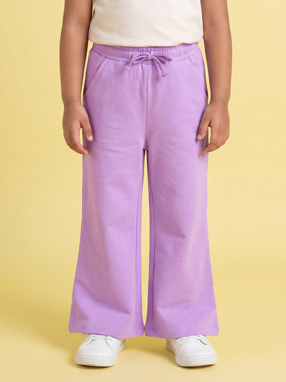 Purple Pop Cotton Flared Pants for Girls