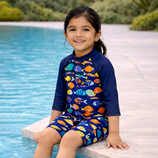 Fish Sea Print Toddlers & Kids Swimwear with Free Wash Bag & Free Swim Detergent