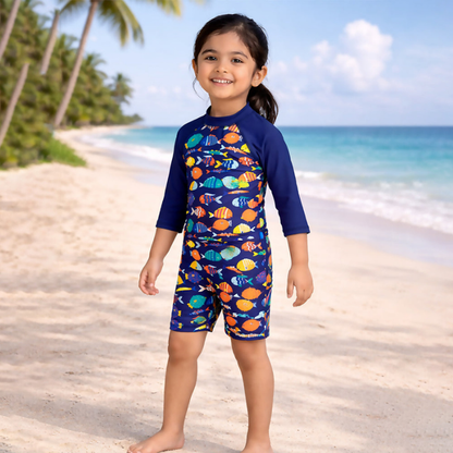 Fish Sea Print Toddlers & Kids Swimwear with Free Wash Bag & Free Swim Detergent