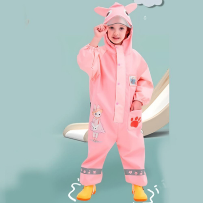 Pink Rabbit Baby,Full Jumpsuit Style Raincoat for Toddlers and Kids