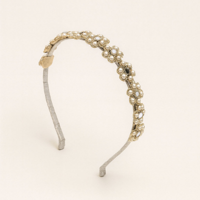 Choko Pearl Floral Embellished Hairband for Girls Elegant Festive and Party Wear