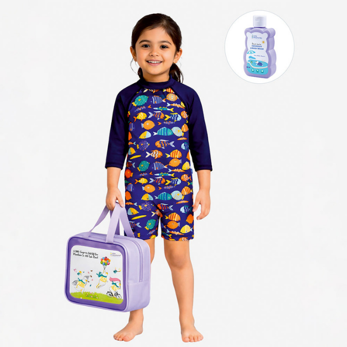 Fish Sea Print Toddlers & Kids Swimwear with Free Wash Bag & Free Swim Detergent