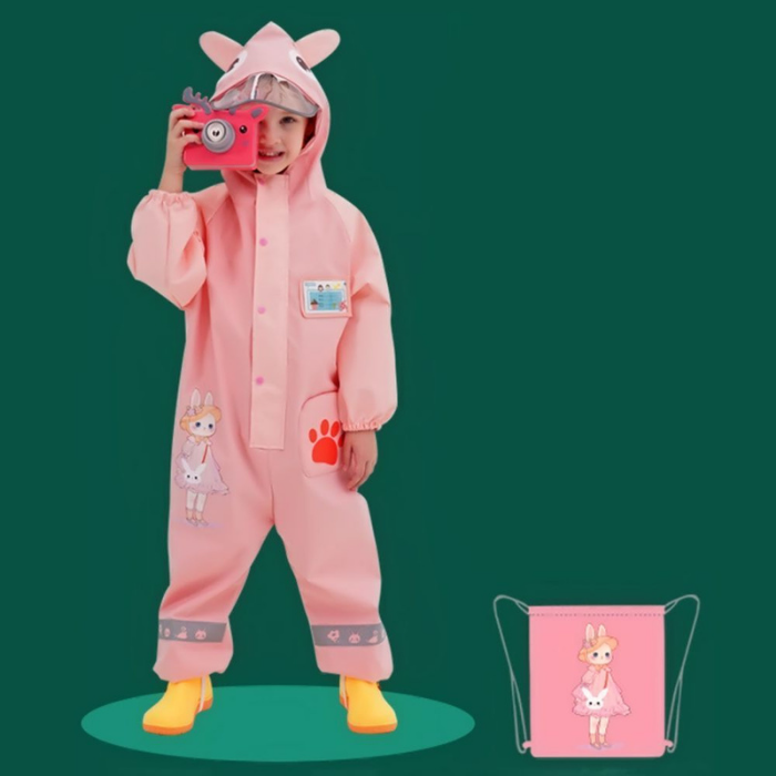 Pink Rabbit Baby,Full Jumpsuit Style Raincoat for Toddlers and Kids