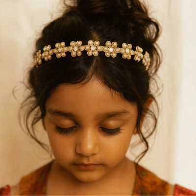 Choko Pearl Floral Embellished Hairband for Girls Elegant Wedding and Party Wear