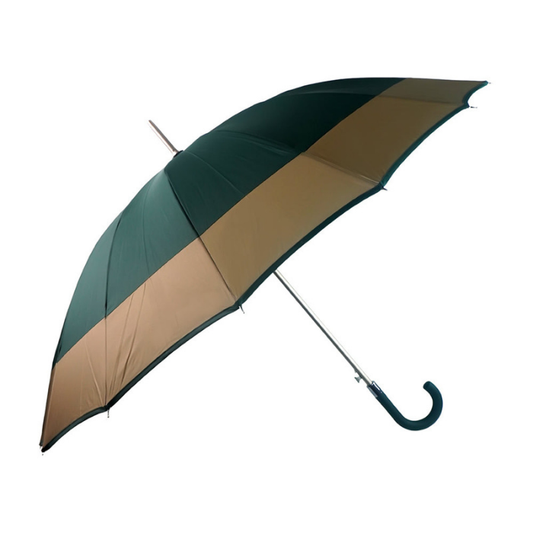 Dark Green with Brown Border Large Canopy Size Umbrella for Adults