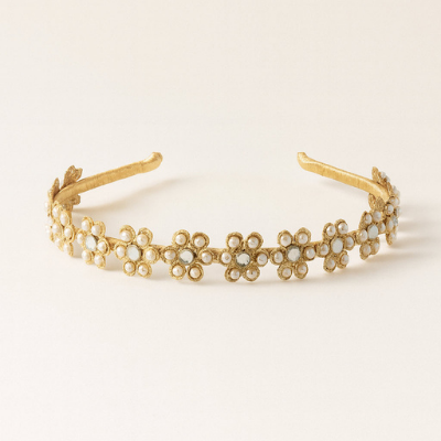 Choko Pearl Floral Embellished Hairband for Girls Elegant Festive and Party Wear