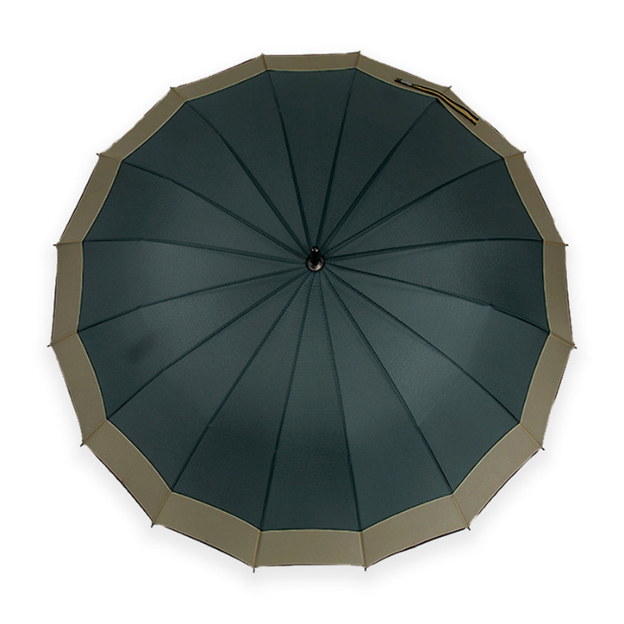 Dark Green with Brown Border Large Canopy Size Umbrella for Adults