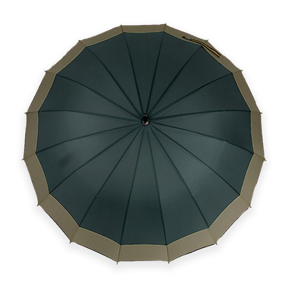 Dark Green with Brown Border Large Canopy Size Umbrella for Adults