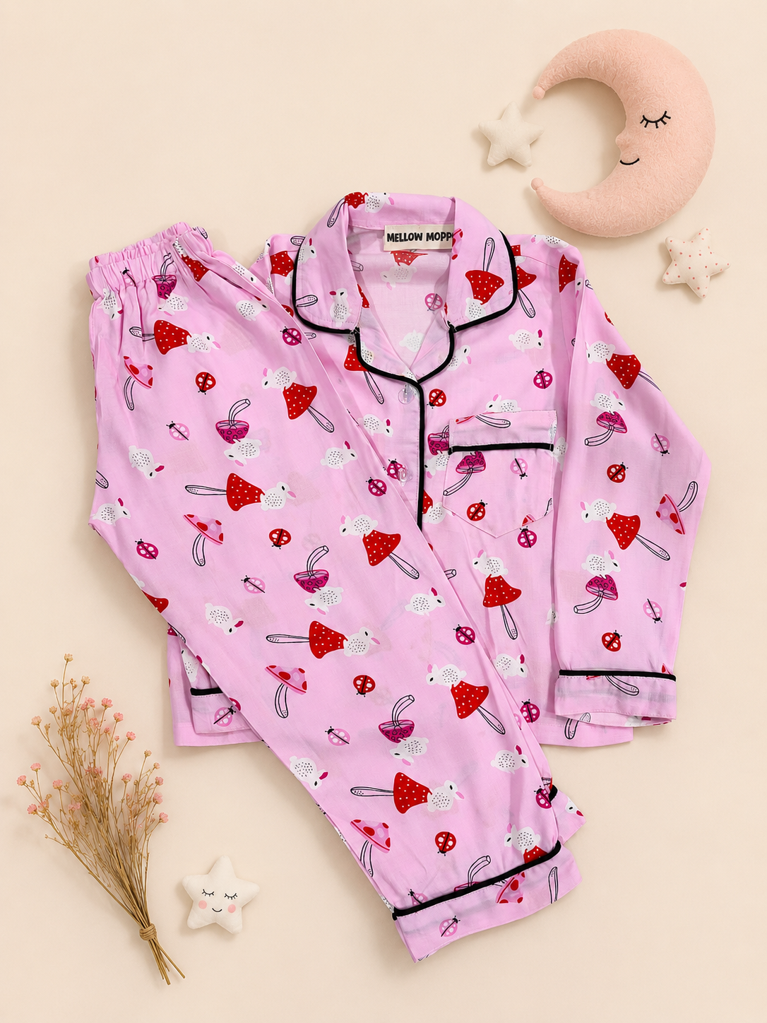 Pink Mushroom Night Suit