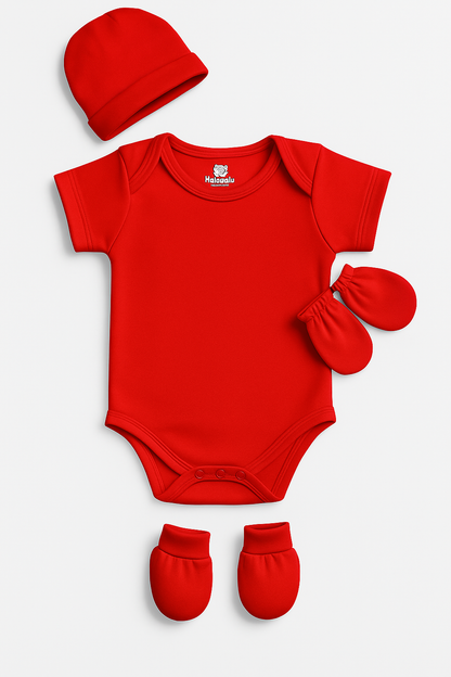 Complete newborn set (Includes 1 romper, booties, mittens, and hat)