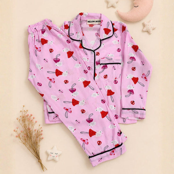 Pink Mushroom Night Suit