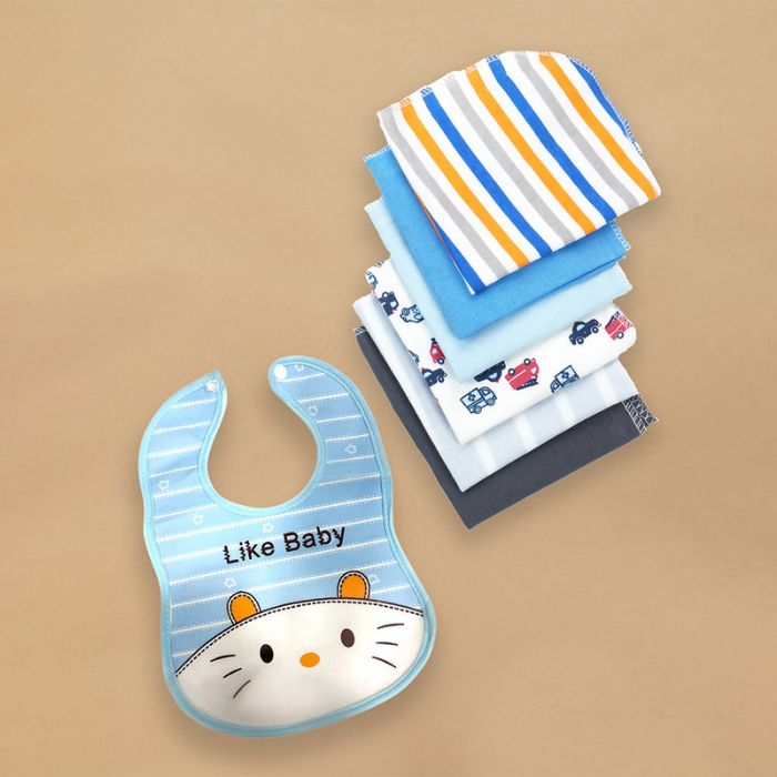 15 pcs Blue Blessed Home cane basket Newborn Hamper/Gift Box for Baby Boy, 0-6 months