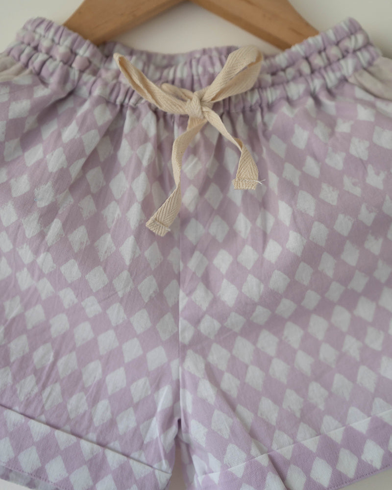 Shared Secrets co-ord in lilac rhombus