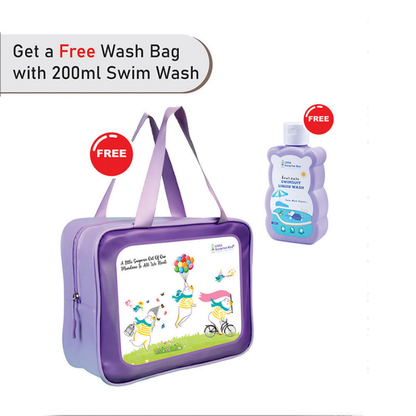 2 Pcs Live Dream, Pink & Blue Stripes Top & Skort Set, Toddlers & Kids Swimwear with Free Wash Bag & Free Swim Detergent