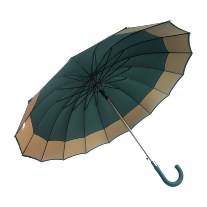Dark Green with Brown Border Large Canopy Size Umbrella for Adults