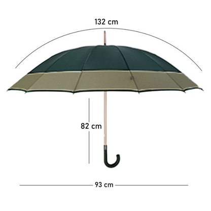 Dark Green with Brown Border Large Canopy Size Umbrella for Adults