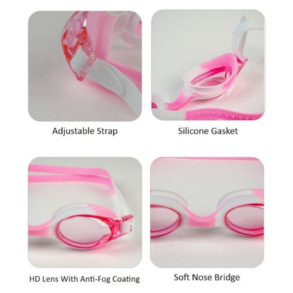 Tie Dye White with Pink Anti-Fog UV Protection Leakproof Design Swim Goggles for Kids, 1Year - 4Years