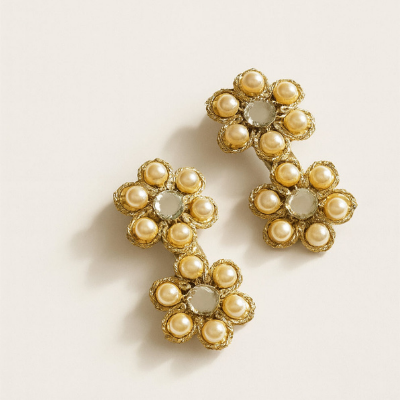 Choko Pearl Floral Headband with Matching Hair Clips Set for Girls Elegant Festive Wear