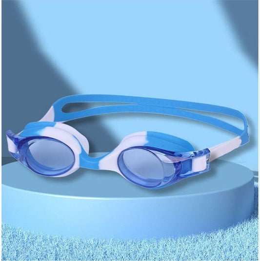 Tie Dye White with Blue Anti-Fog UV Protection Leakproof Design Swim Goggles for Kids, 1Year - 4Years