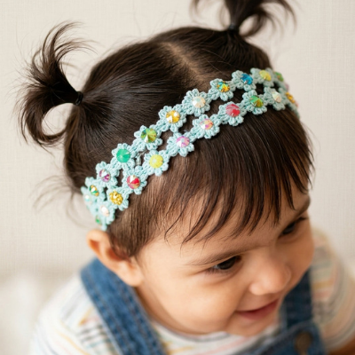 Choko Meadow Bloom Pearl Headband – Light Blue