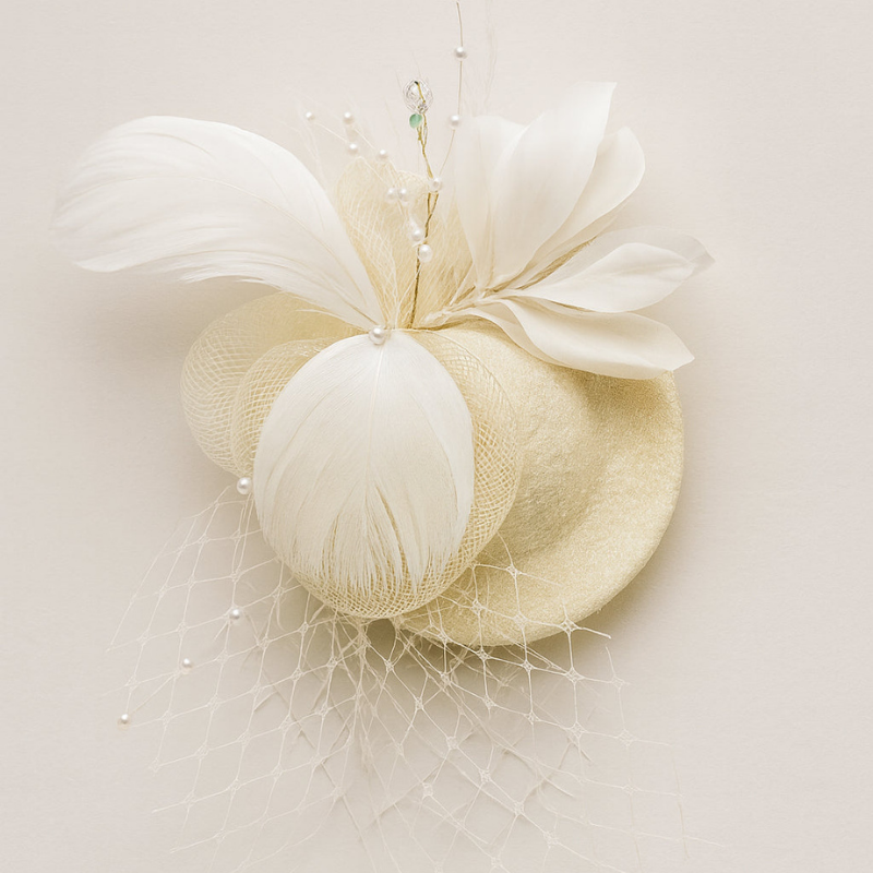 Choko Floral Mesh Rose Hat Alligator Hair Clip in White for Girls Elegant Party Wear Style