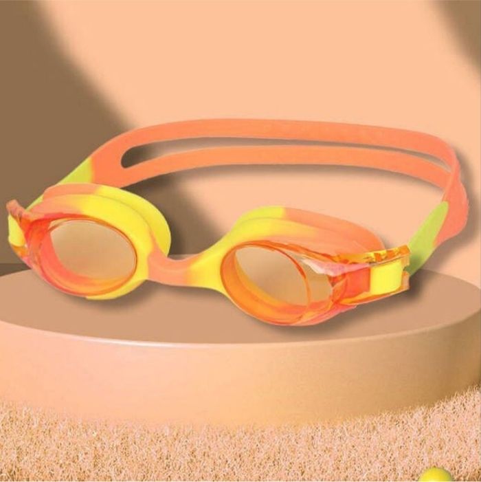 Tie Dye Yellow Blend with Orange Anti-Fog UV Protection Leakproof Design Swim Goggles for Kids, 1Year - 4Years