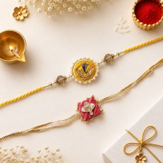 Anmol Gota Patti Rakhi and Lumba Set