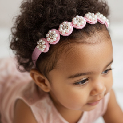 Choko Blush Blossom Pearl Headband – Pink