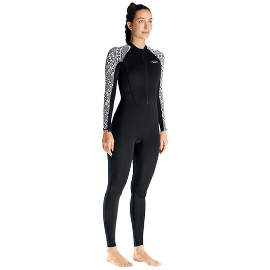 Full Length Black & White Sleeves Printed Teens and Adults Swimwear In Upf 50+ Fabric