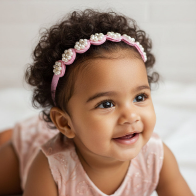 Choko Blush Blossom Pearl Headband – Pink