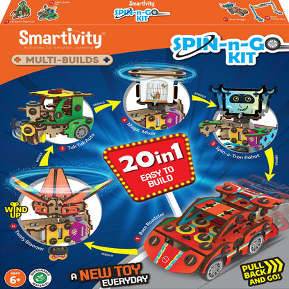 Smartivity Multibuilds - Spin-n-Go Kit STEM Toy for Kids 6+