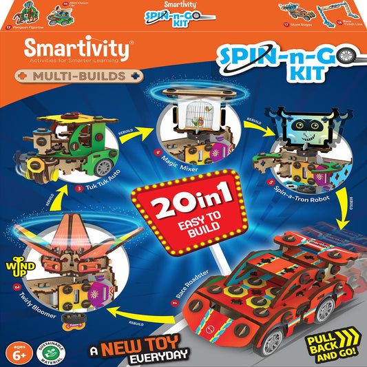 Smartivity Multibuilds - Spin-n-Go Kit STEM Toy for Kids 6+