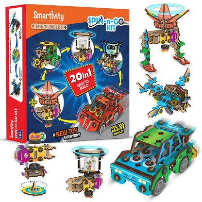 Smartivity Multibuilds - Spin-n-Go Kit STEM Toy for Kids 6+