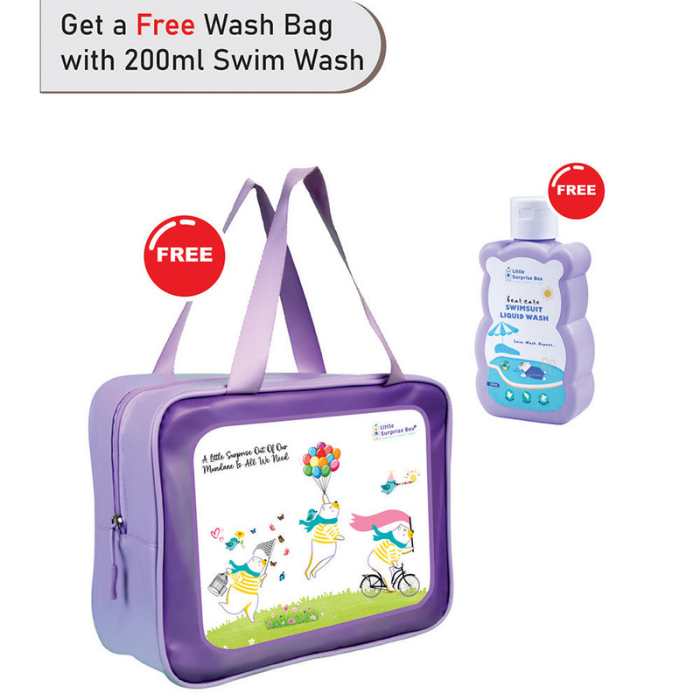 White Dotted Dino World, Toddlers & Kids Swimwear with long Cap Free Wash Bag & Free Swim Detergent